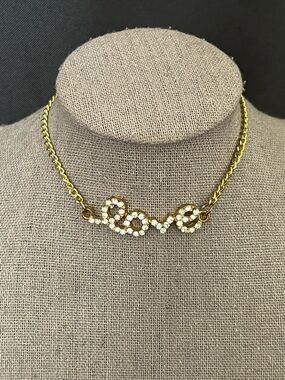 Gold Crystal 'Love' Script Ankle Bracelet